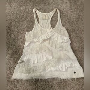 Abercrombie Kids Cream Lace Ruffle Tank Top Size L Boho Layering
